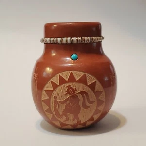 Red Starr Sioux Sgraffito Keramik Samen Topf Miniatur - Bild 1 von 15