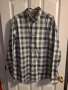 Eddie Bauer Men's Sz XLT Long Sleeve Shirt Classic Fit Plaid Gray Black White - Picture 1 of 10