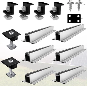 12 Pezzi Kit Staffe Fotovoltaico, Staffe per Pannelli Fotovoltaici Tetto Allumin - Foto 1 di 12