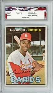 1967 TOPPS #285 LOU BROCK AGC 8 NM/MINT ST. LOUIS CARDINALS LEGEND - Picture 1 of 2