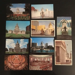 Lot (10) Vintage St. Louis, MO Postcard Old Courthouse Jefferson Memorial NEW - Picture 1 of 2
