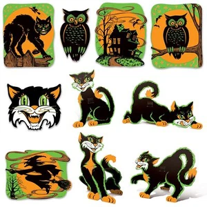 Beistle Vintage Halloween Fluorescent Cutouts - Halloween-Vintage | Party - Picture 1 of 1