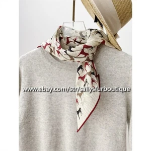 Sallys 70% Cashmere & 30% Silk Horses Print Double Face Neck Collar Scarf 26" - Picture 1 of 24