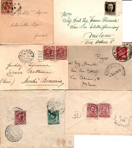 STORIA POSTALE ITALIA REGNO - 6 mini buste con affrancature e annate varie - Foto 1 di 1