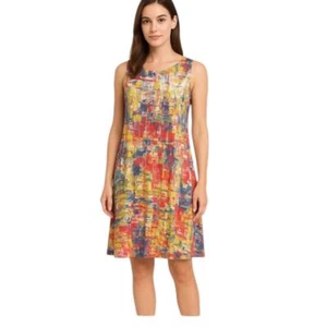 Petersilie und Salbei Fit Flare mehrfarbig ärmelloses Kleid Damen XL abstrakte Kunst - Bild 1 von 7