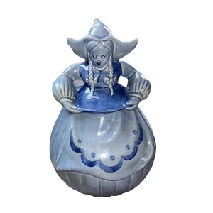 VINTAGE POTTERY BLUE "DUTCH GIRL" CERAMIC Treat COOKIE JAR Red Wing USA 11” Tall - Picture 1 of 11