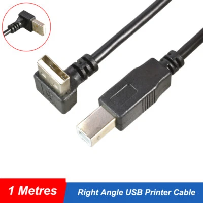 90 Degree Right Angle USB Printer Cable Lead Type A Male to B Male 1 Metres - Image 1 of 4