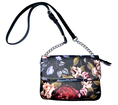 Cartera Dana Buchman Bandolera Ajustable Correa para el Hombro Negra Floral Pequeña Foto 1 de 4