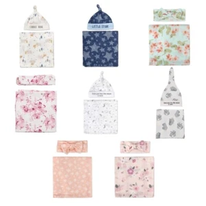 2pcs Newborn Baby Cute Floral Animal Swaddle Wrap Receiving Blanket with Hat Set - Afbeelding 1 van 26