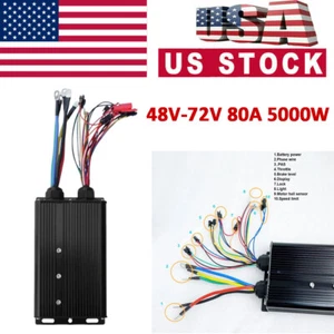 Controlador de bicicleta eléctrica 48-72V 80A 5000W controlador de motor de onda cuadrada enchufe SM Stock en EE. UU. - Imagen 1 de 10