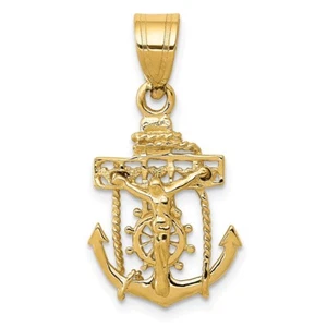 14K Yellow Gold Mariners Cross Pendant L- 1.03 Inch, W-0.56 Inch, 1.14 gram - Picture 1 of 4