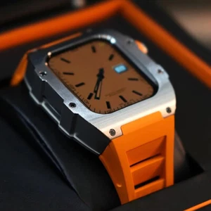 Custodia e cinturino in acciaio titanio per Apple Watch Series 4/5/6/7/8/SE RM Mod Kit - Foto 1 di 47