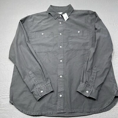 Camisa masculina Topman cinza manga longa com botões casual sarja algodão nova sem etiquetas XL - Imagem 1 de 4