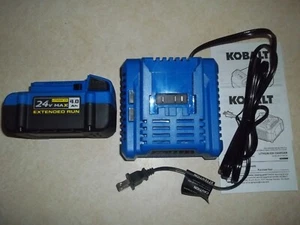 NEW Genuine Kobalt KCH 2401-03 24V MAX Li-Ion Battery Charger + 4.0Ah Battery - Picture 1 of 1