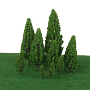 10 Pieces Mixed Size Model Trees Fake Trees for Scenery Green 48mm-160mm - Picture 1 of 10