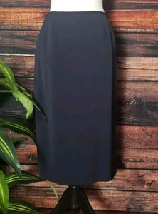 Kasper Skirt Size 6 Straight Lined Zip Back Side Slit Black Office Womens - Picture 1 of 6
