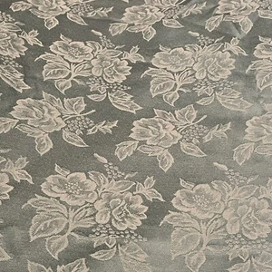 VTG LONG Retro 60s? Satin Brocade Jacquard Roses Tablecloth 115x59 Pale Green - Picture 1 of 9