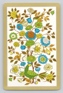 Swap Card Peacock with Dahlias and Flowers Ten of Hearts Single Playing Card - Picture 1 of 2