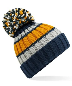 Premium Leeds United Colours Bobble Hat  - Chunky Winter Ski Large Knit - Picture 1 of 3