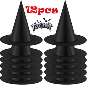 12PCS Halloween Black Witch Hats Accessory Party Outdoor Halloween Decoration - Picture 1 of 6