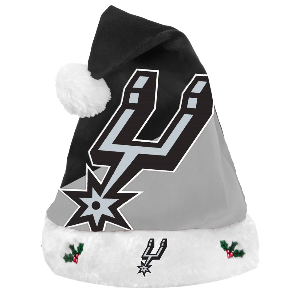 San Antonio Spurs Team Big Logo Holiday Plush Santa Hat Christmas New! SH18 - Image 1 of 1