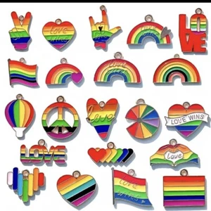 5 Pcs Random LGBTQ PRIDE Charms. Rainbow Charms - Picture 1 of 4