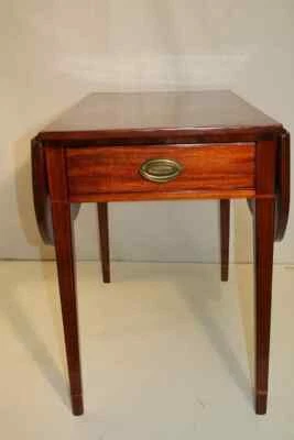 Gorgeous English Sheraton Inlaid Solid Mahogany Pembroke Table, Late 18th C. - Image 1 of 4