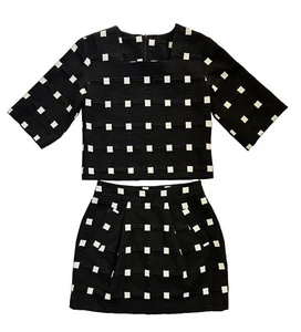 BABETTE San Francisco 2-Piece SET Top & Skirt Black White Check Size XXS - Picture 1 of 8