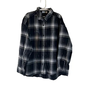 GAP Kids NWT $39.95 Girls Metallic Flannel Plaid Button Up Shirt Black White Top - Picture 1 of 5