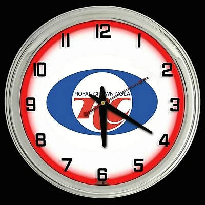 16" RC Royal Crown Cola Sign Red Neon Clock Man Cave Bar Garage - Image 1 of 2