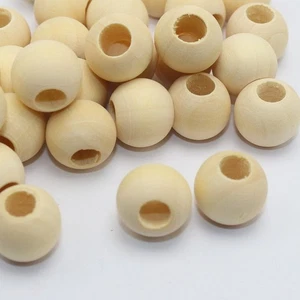 50pcs Wooden Beads Large Hole Unfinished Natural Round Wood Beads 15mm Hole 6mm - Picture 1 of 6