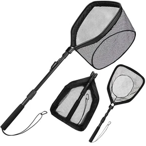 Floating Fishing Net with Handle, Fish Landing Net for Steelhead, Salmon, Fly... - Picture 1 of 7