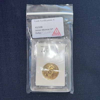2008 James Monroe dólar presidencial camafeu lacrado ouro 24KT enriquecido  - Imagem 1 de 4