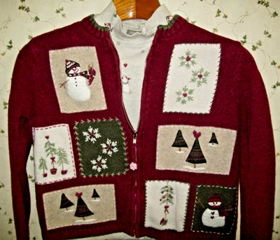 Croft & Barrow Winter Sweater & Turtle Neck Petite Red, Green & Tan Christmas - Image 1 of 4