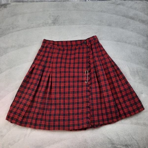 Vintage Talbots karierter Wickelrock klein rot Tartan Kilt-Stil Wolle Academia adrett - Bild 1 von 12