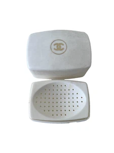 Vintage Chanel Paris Logo Soap Travel Case White Perforated Plastic for 100g - Picture 1 of 4