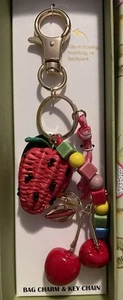 Piper K Strawberry Cherry FRUIT Bag Charm & Key Chain LARGE! - Picture 1 of 3
