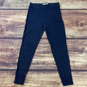 Abercrombie & Fitch Gray Floral Lace Trim Womens Leggings Pants Small Dark Blue - Picture 1 of 6
