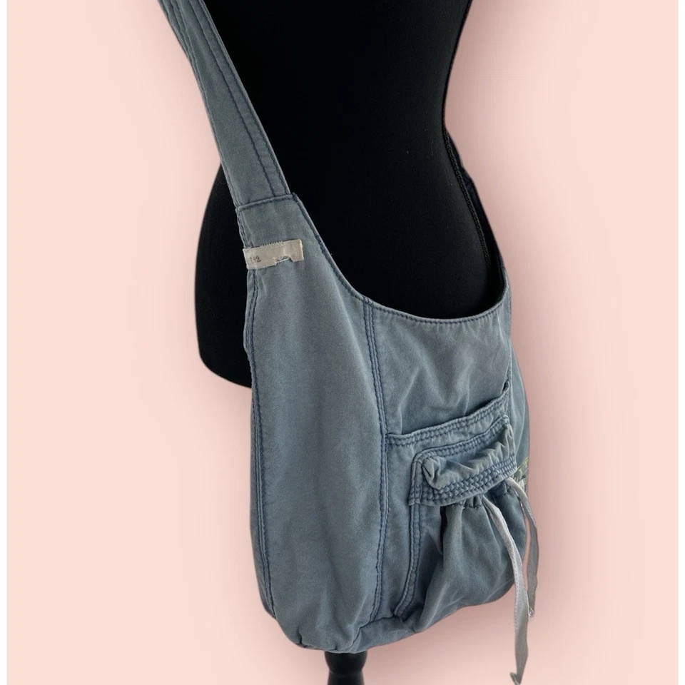 RARO De Colección Y2K Abercrombie & Fitch Bolso Mensajero de Lona Bandolera Cartera Azul Grande Foto 1 de 4