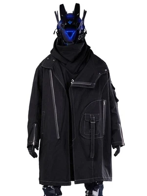 Niepce Men's Techwear Long Black Utility Jacket Cyberpunk Long Windbreaker - Image 1 of 4