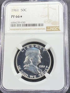 1961 FRANKLIN HALF DOLLAR NGC PF66☆ SILVER PROOF! - Picture 1 of 3