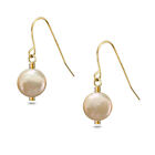 Exquisite Baroque Pearl Earrings Coin Shape Champagne Freshwater Pearl Earrings