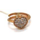 REBECCA BRONZE SOLITAIRE ROSE RING HEART WITH CUBIC ZIRCONIA B14ARB04 ITALY MADE