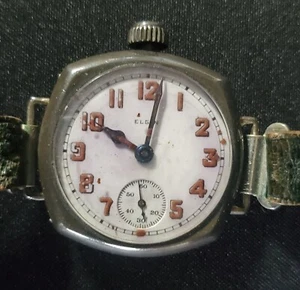 1919 Elgin Model 3 Grade 463 7J 3/0s Mechanical Trench Watch - Offset - Working - Picture 1 of 11