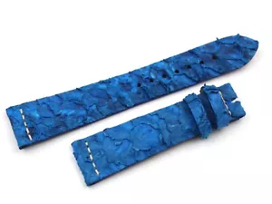 Strap Band Pelle Salmone Squama In Rilievo Colore Blu 20/16mm Ottima Qualità New - Imagen 1 de 4