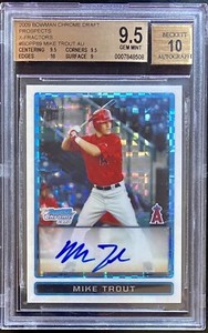 2009 Bowman Chrome XFractors Auto Mike Trout BGS 9.5/10 RC Rookie 117/225 BDPP89