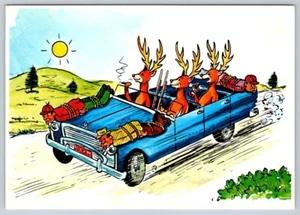 A Hunting We Will Go, Anthropomorphic Deer, Comic Humor Postcard - Picture 1 of 2