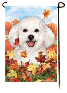 Falling Leaves Garden Flag - Bichon Frise - Picture 1 of 1