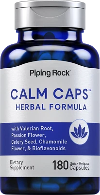 Cápsulas calmas | 180 comprimidos | Camomila, valeriana, flor da paixão | por Piping Rock - Imagem 1 de 4