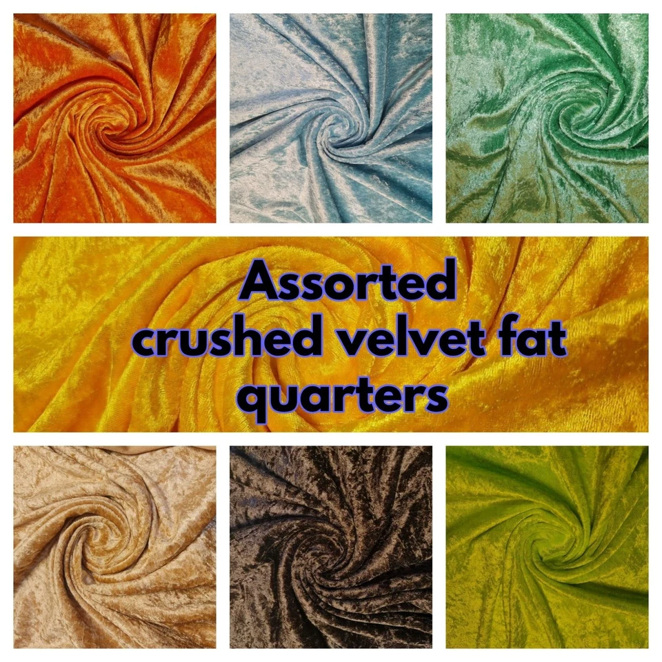 CRUSHED VELVET 6PC x FAT QUARTER (50 X 50cm) BUNDLE QUILTING CRAFT FABRIC - Image 1 of 1